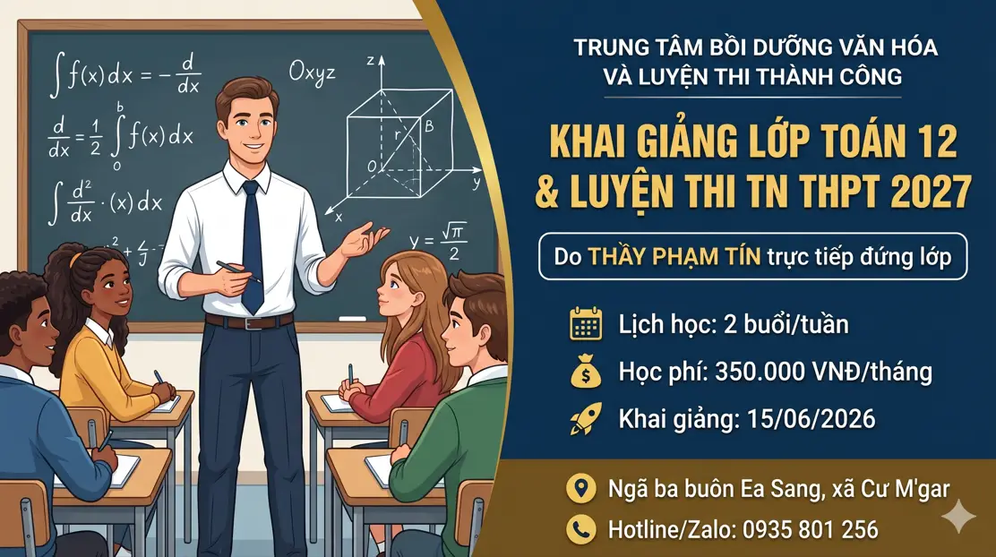 📢 TUYỂN SINH LỚP TOÁN 12 & LUYỆN THI TN THPT 2027